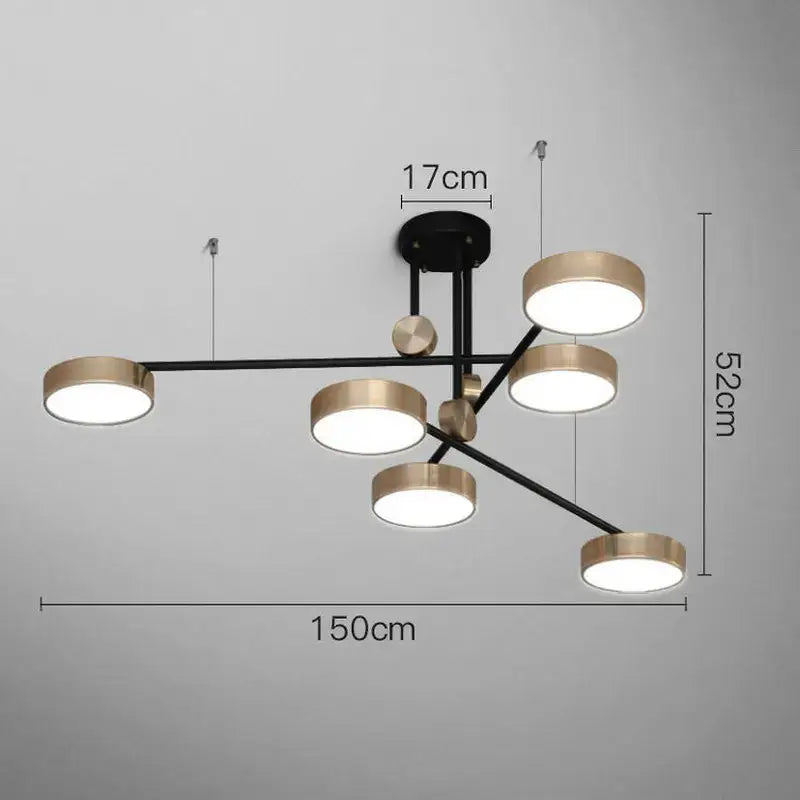 Modern black & brass geometric led chandelier dining room light