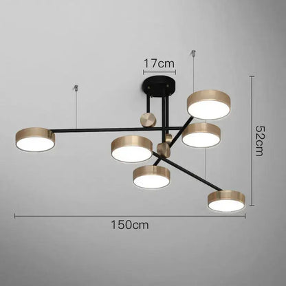 Modern black & brass geometric led chandelier dining room light