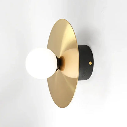 Modern black & brass glass ball light fixture bedroom wall sconce