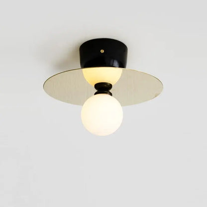 Modern black & brass glass ball light fixture bedroom wall sconce