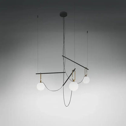 Modern black & brass glass ball pendant light – bedroom 3-light decor