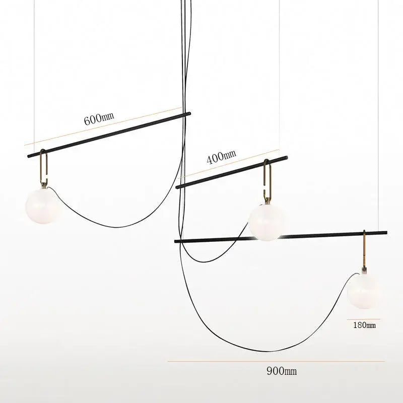 Modern black & brass glass ball pendant light – bedroom 3-light decor