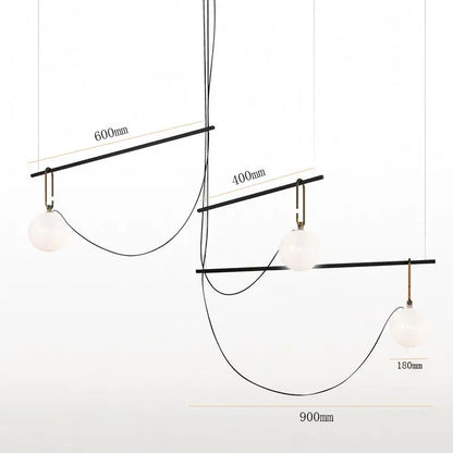 Modern black & brass glass ball pendant light – bedroom 3-light decor