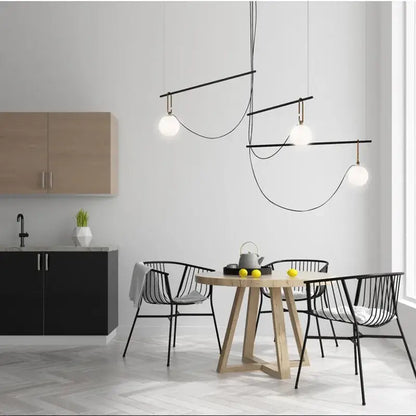 Modern black & brass glass ball pendant light – bedroom 3-light decor