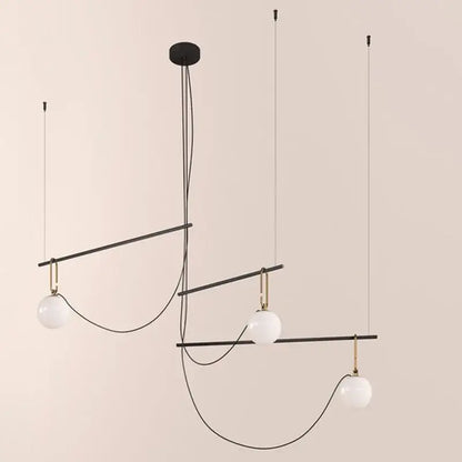 Modern black & brass glass ball pendant light – bedroom 3-light decor