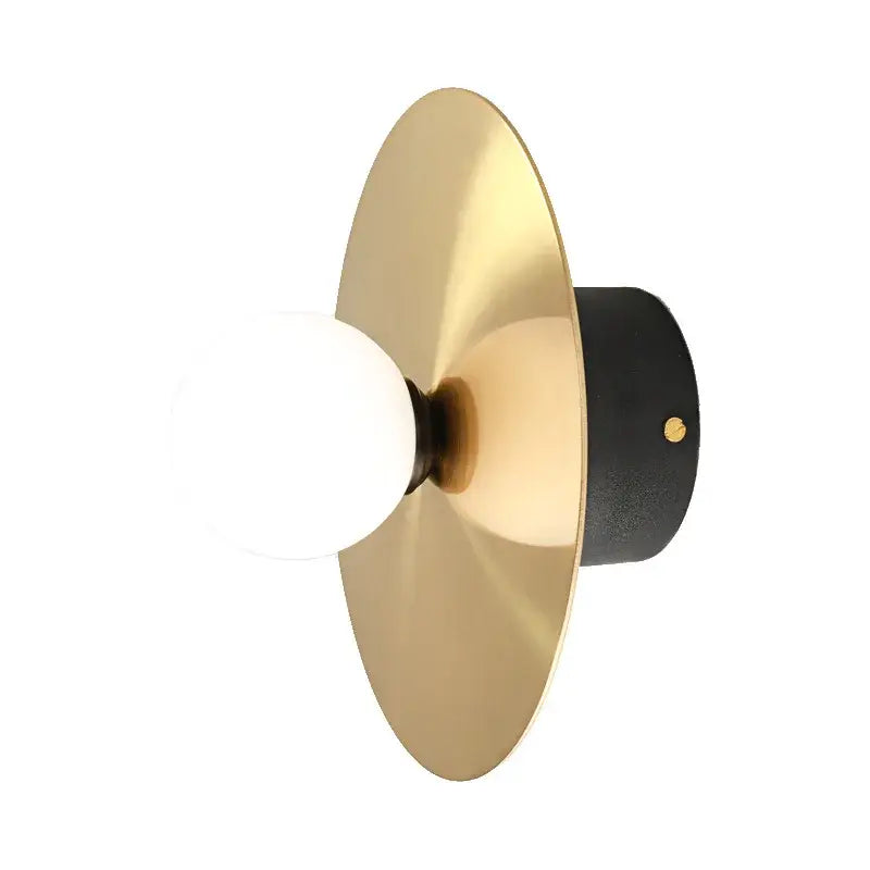 Modern black & brass glass ball wall light fixture bedroom sconce
