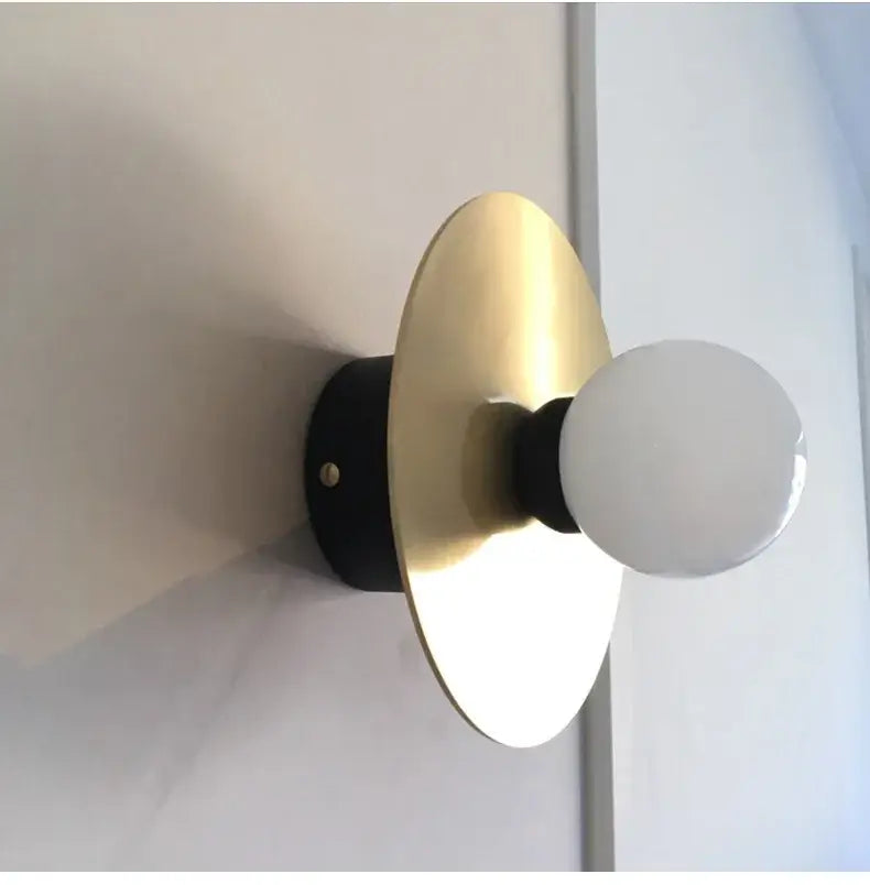 Modern black & brass glass ball wall light fixture bedroom sconce