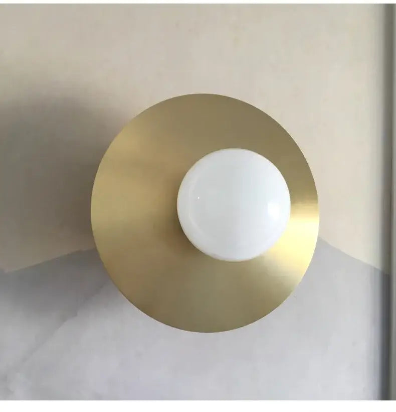 Modern black & brass glass ball wall light fixture bedroom sconce