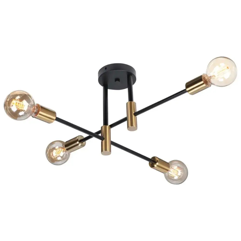 Modern black & brass industrial chandelier living room led lamp