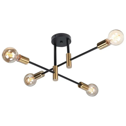Modern black & brass industrial chandelier living room led lamp