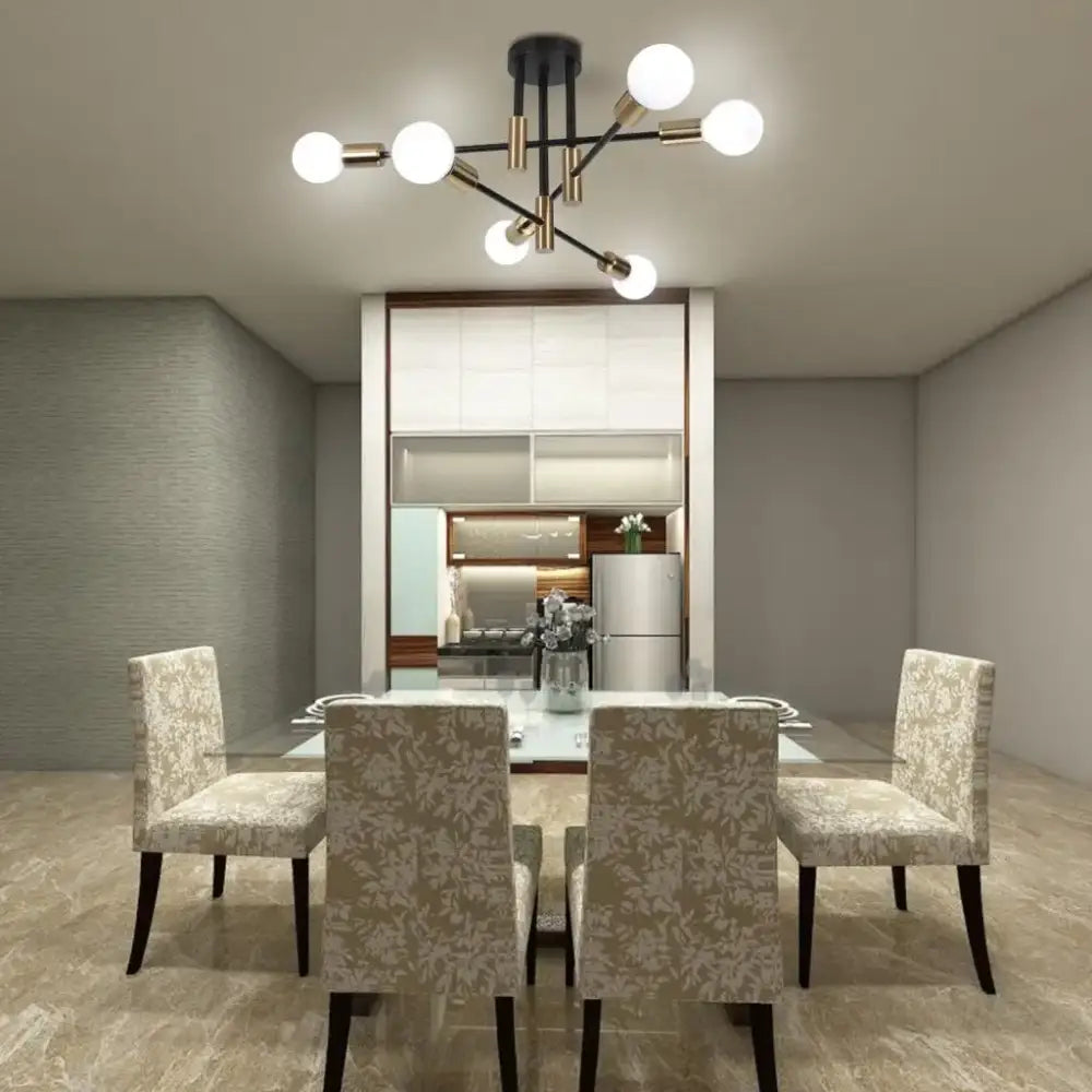 Modern black & brass industrial chandelier living room led lamp