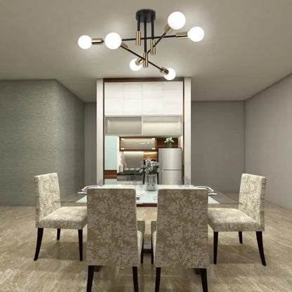 Modern black & brass industrial chandelier living room led lamp