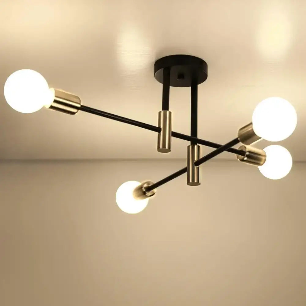 Modern black & brass industrial chandelier living room led lamp