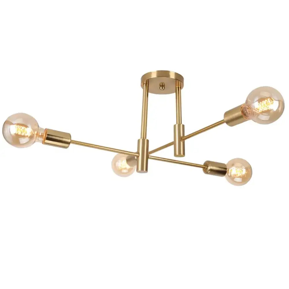 Modern black & brass industrial chandelier living room led lamp