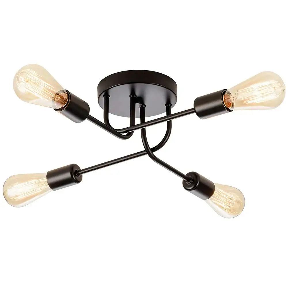 Modern black & brass industrial chandelier living room led lamp