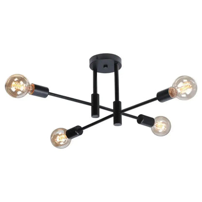 Modern black & brass industrial chandelier living room led lamp