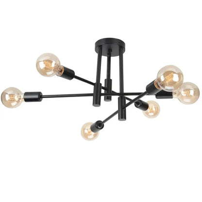Modern black & brass industrial chandelier living room led lamp