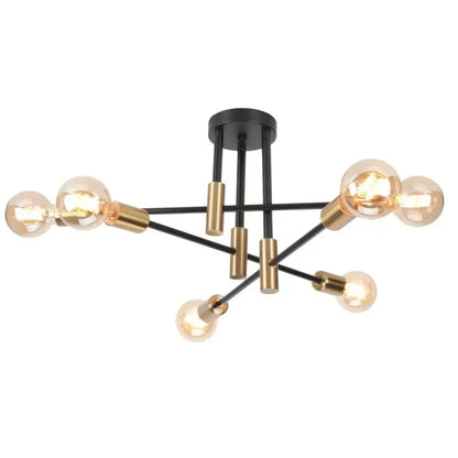 Modern black & brass industrial chandelier living room led lamp