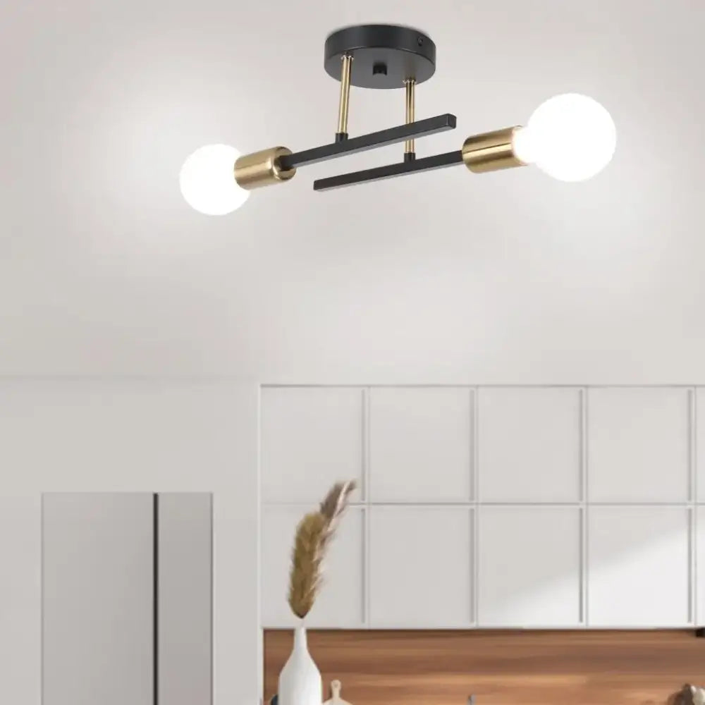 Modern black & brass industrial chandelier living room led lamp