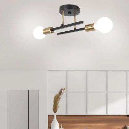 Modern black & brass industrial chandelier living room led lamp