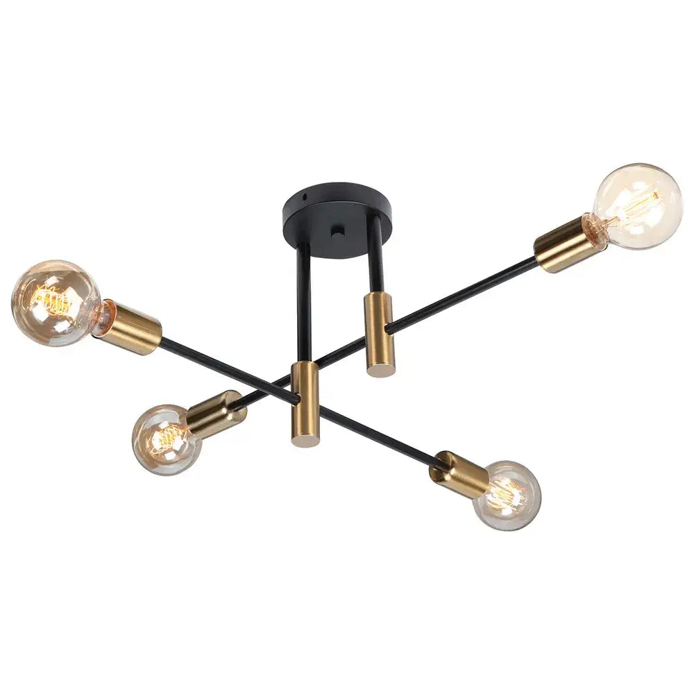 Modern black & brass industrial sputnik chandelier kitchen light