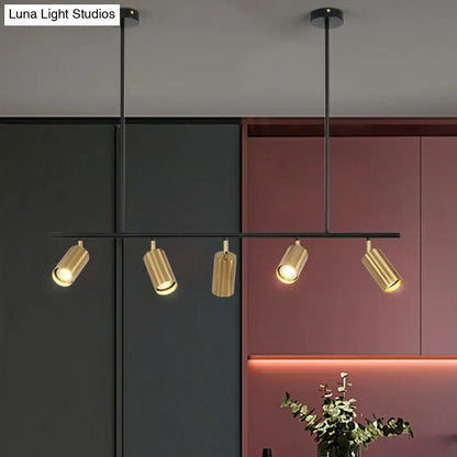 Modern black & brass metal island ceiling light dining room spotlight
