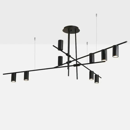 Modern black & brass minimalist dining room linear pendant light