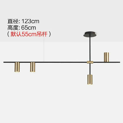 Modern black & brass minimalist dining room linear pendant light