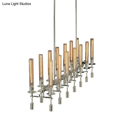 DecorBites™ Modern Black/Brass/Nickel Tube Island Chandelier - Multi-Light Fluted Glass LED Hanging Lamp with Linear Design