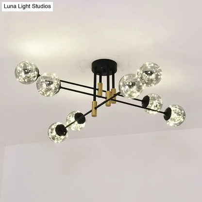 Modern black & brass nordic ball semi flush light – living room