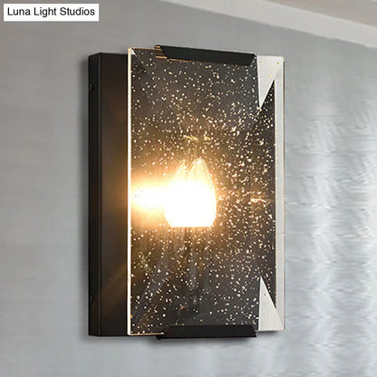 DecorBites™ Modern Black/Brass Rectangular Sconce Light with Clear Faceted Crystal and 1 Bulb