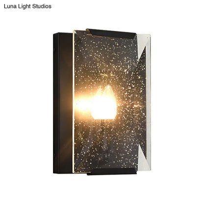 DecorBites™ Modern Black/Brass Rectangular Sconce Light with Clear Faceted Crystal and 1 Bulb