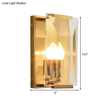 Modern black & brass sconce light bedroom speckled glass wall lamp