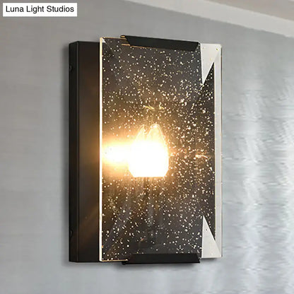 Modern black & brass sconce light bedroom speckled glass wall lamp