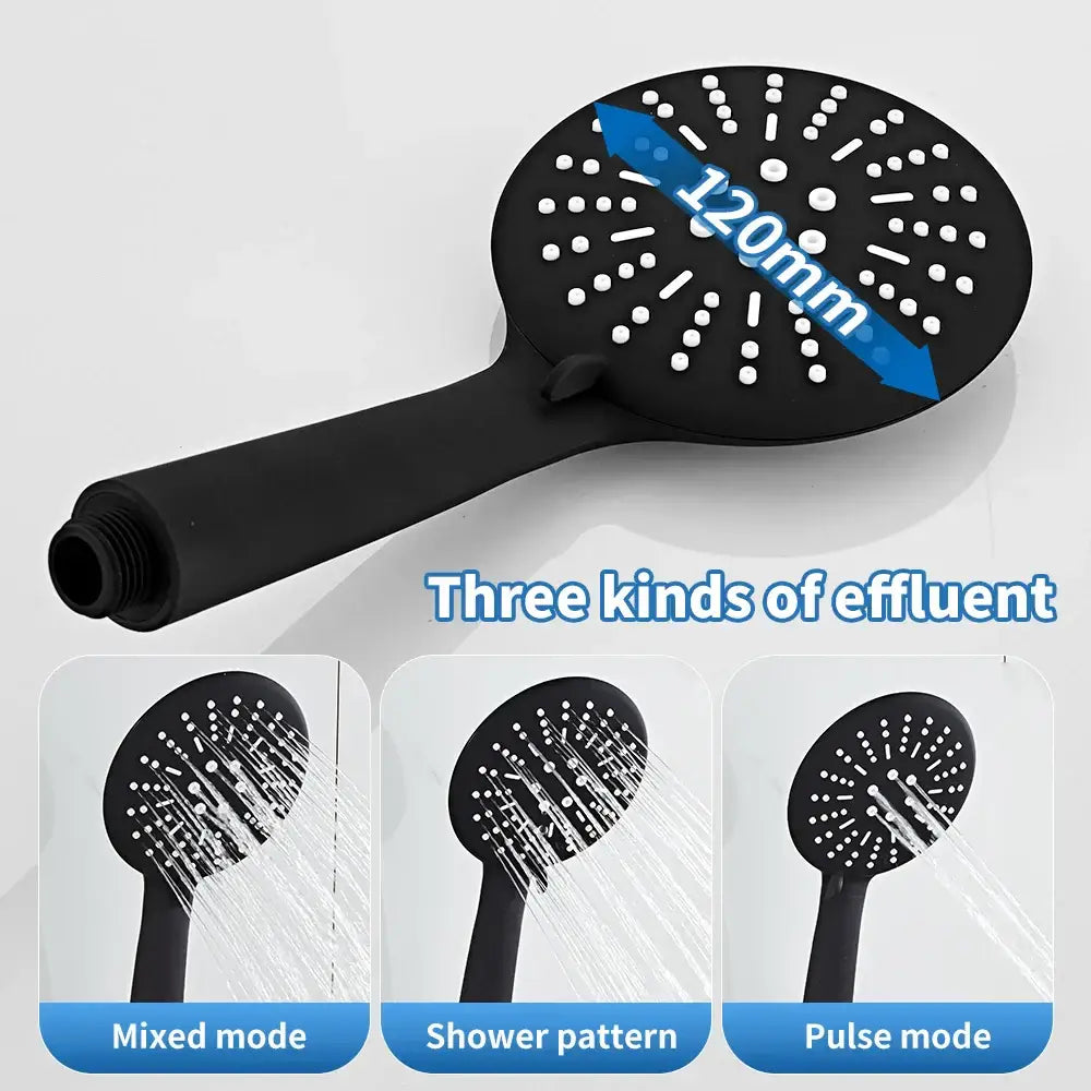 Modern black brass shower faucet set with 3 setting handheld spray bathroom faucet set