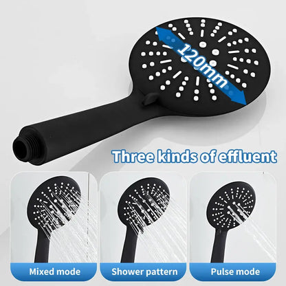 Modern black brass shower faucet set with 3 setting handheld spray bathroom faucet set