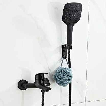 Modern black brass shower faucet set with 3 setting handheld spray bathroom faucet set