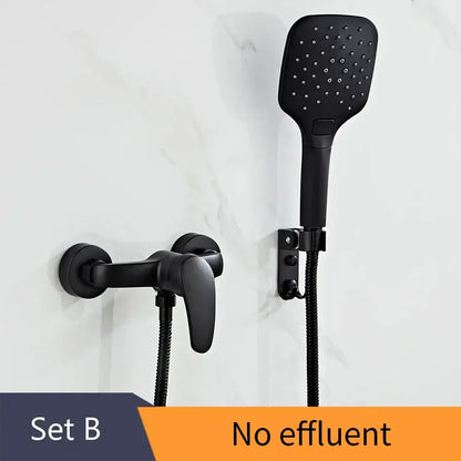 Modern black brass shower faucet set with 3 setting handheld spray bathroom faucet set