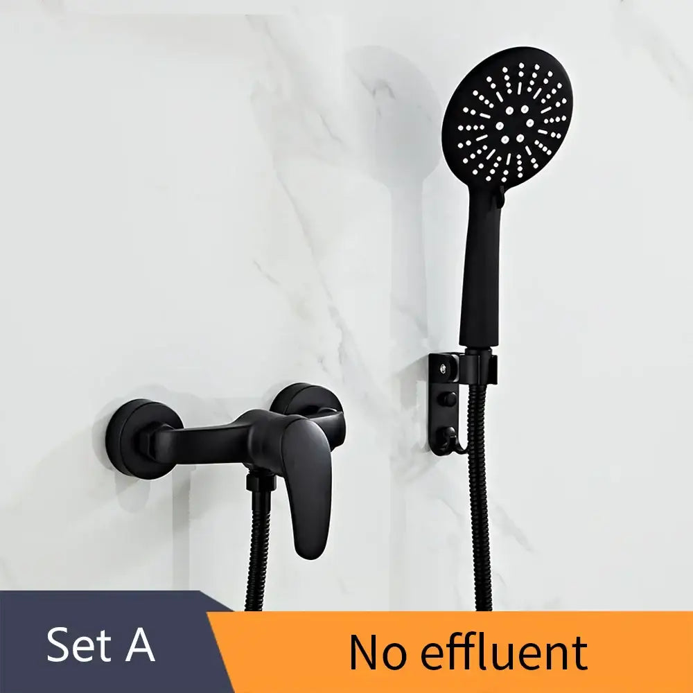 Modern black brass shower faucet set with 3 setting handheld spray bathroom faucet set