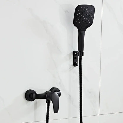 Modern black brass shower faucet set with 3 setting handheld spray bathroom faucet set