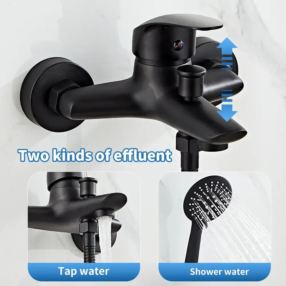 Modern black brass shower faucet set with 3 setting handheld spray bathroom faucet set