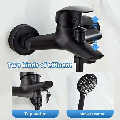 Modern black brass shower faucet set with 3 setting handheld spray bathroom faucet set