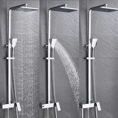 Modern black brass shower faucet with rainfall head for bathroom