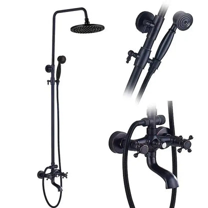 Modern black brass shower mixer faucet set with handshower bathroom