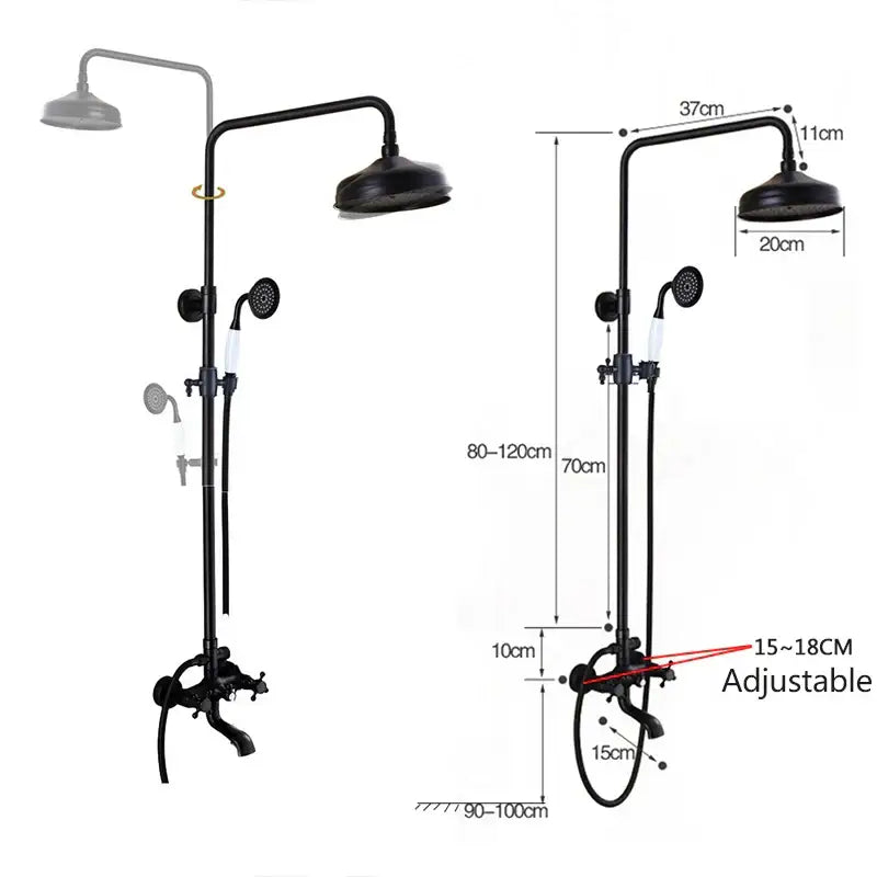 Modern black brass shower mixer faucet set with handshower bathroom