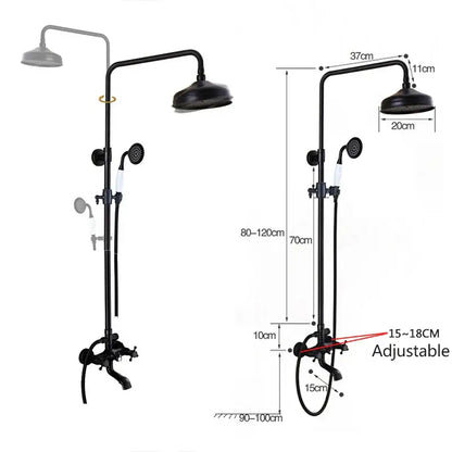Modern black brass shower mixer faucet set with handshower bathroom