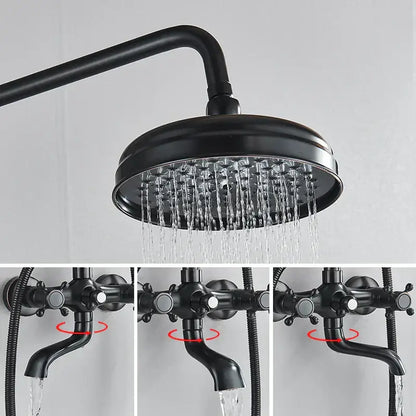 Modern black brass shower mixer faucet set with handshower bathroom