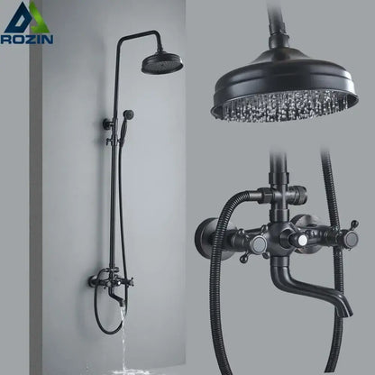 Modern black brass shower mixer faucet set with handshower bathroom