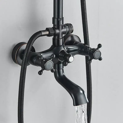 Modern black brass shower mixer faucet set with handshower bathroom