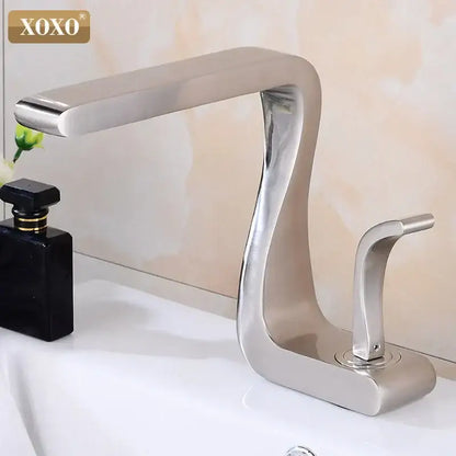 Modern black brass single handle basin faucet bathroom waterfall sink